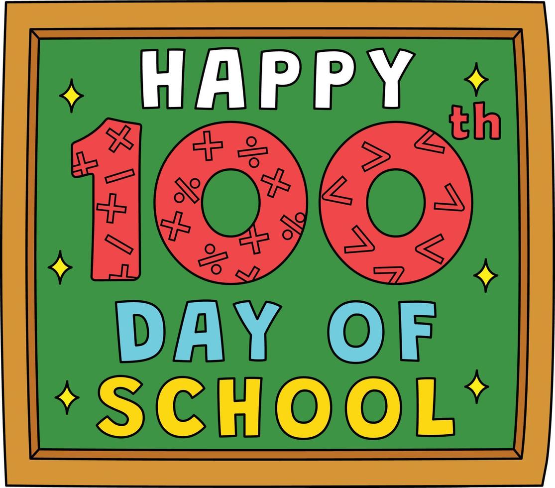 joyeux 100e jour d'école clipart de couleur de dessin animé vecteur