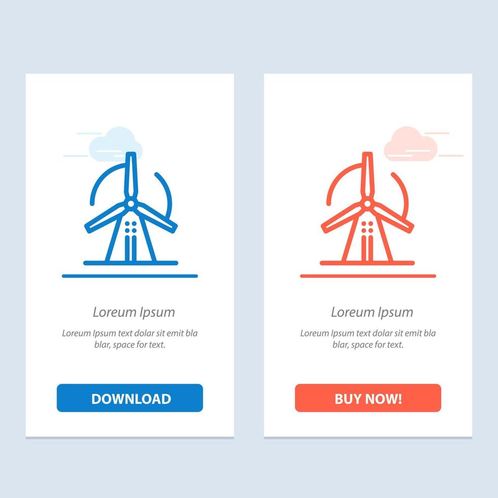 turbine énergie éolienne bleu et rouge télécharger et acheter maintenant modèle de carte de widget web vecteur