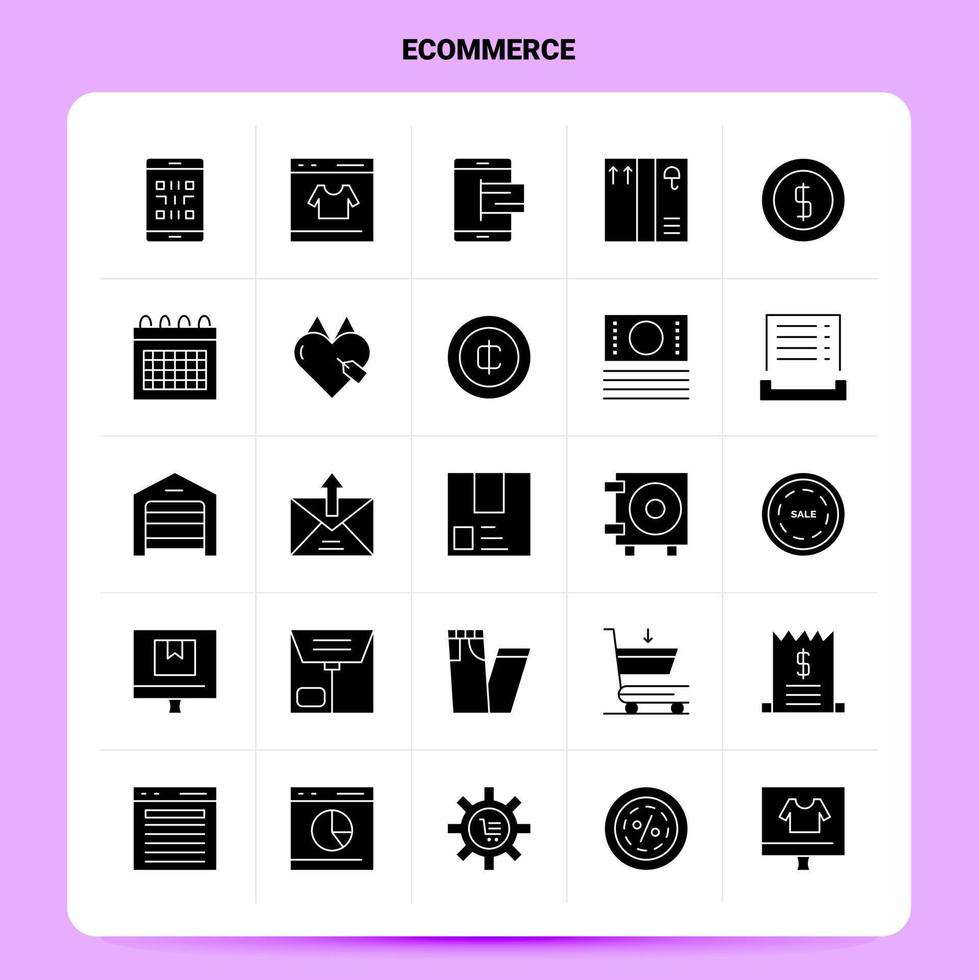 ensemble d'icônes de commerce électronique solide 25 conception de style de glyphe vectoriel icônes noires définies idées d'affaires web et mobiles conception illustration vectorielle