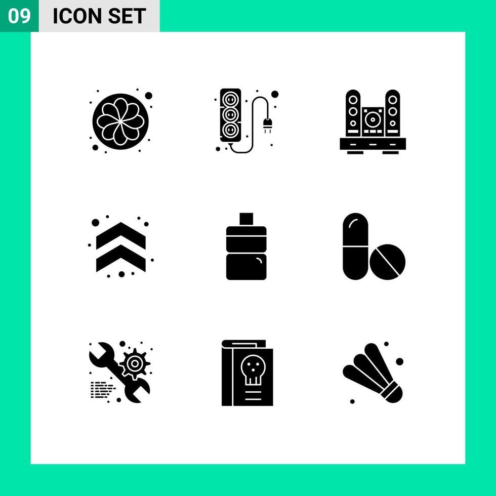 ensemble de 9 symboles d'icônes d'interface utilisateur modernes signes pour le sport flèches de bureau haut-parleur éléments de conception vectoriels modifiables vecteur