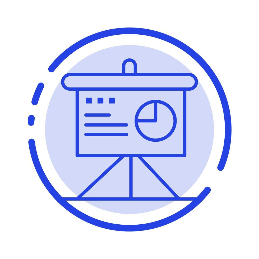 icône de la ligne de la ligne pointillée bleue d'affaires du conseil d'analyse de présentation vecteur