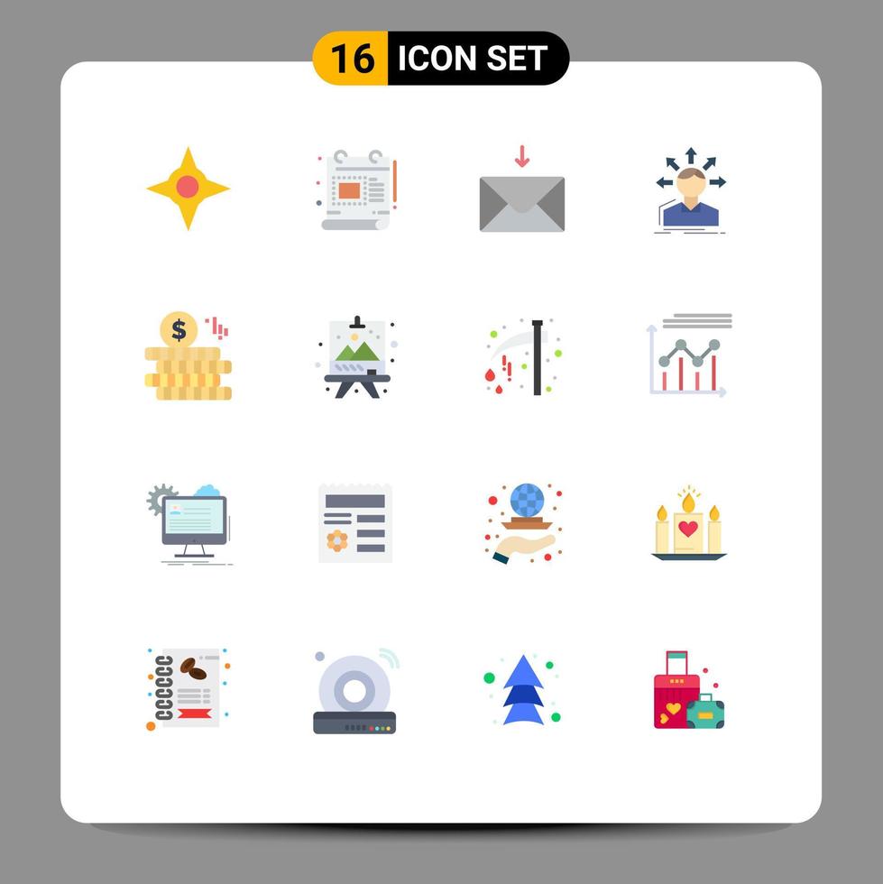 pack d'icônes vectorielles stock de 16 signes et symboles de ligne pour les options de transition de message d'argent doller pack modifiable d'éléments de conception de vecteur créatif