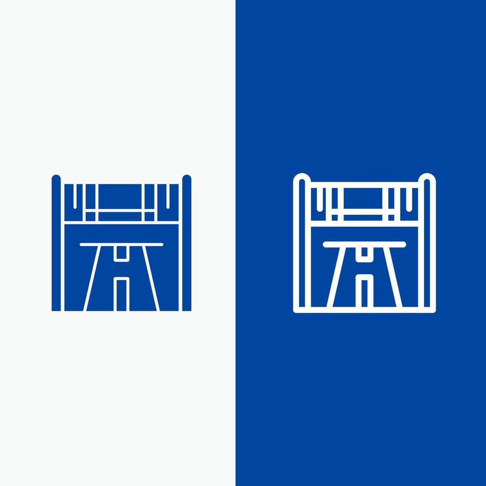 point de contrôle commencer la course route ligne et glyphe icône solide bannière bleue ligne et glyphe icône solide bannière bleue vecteur
