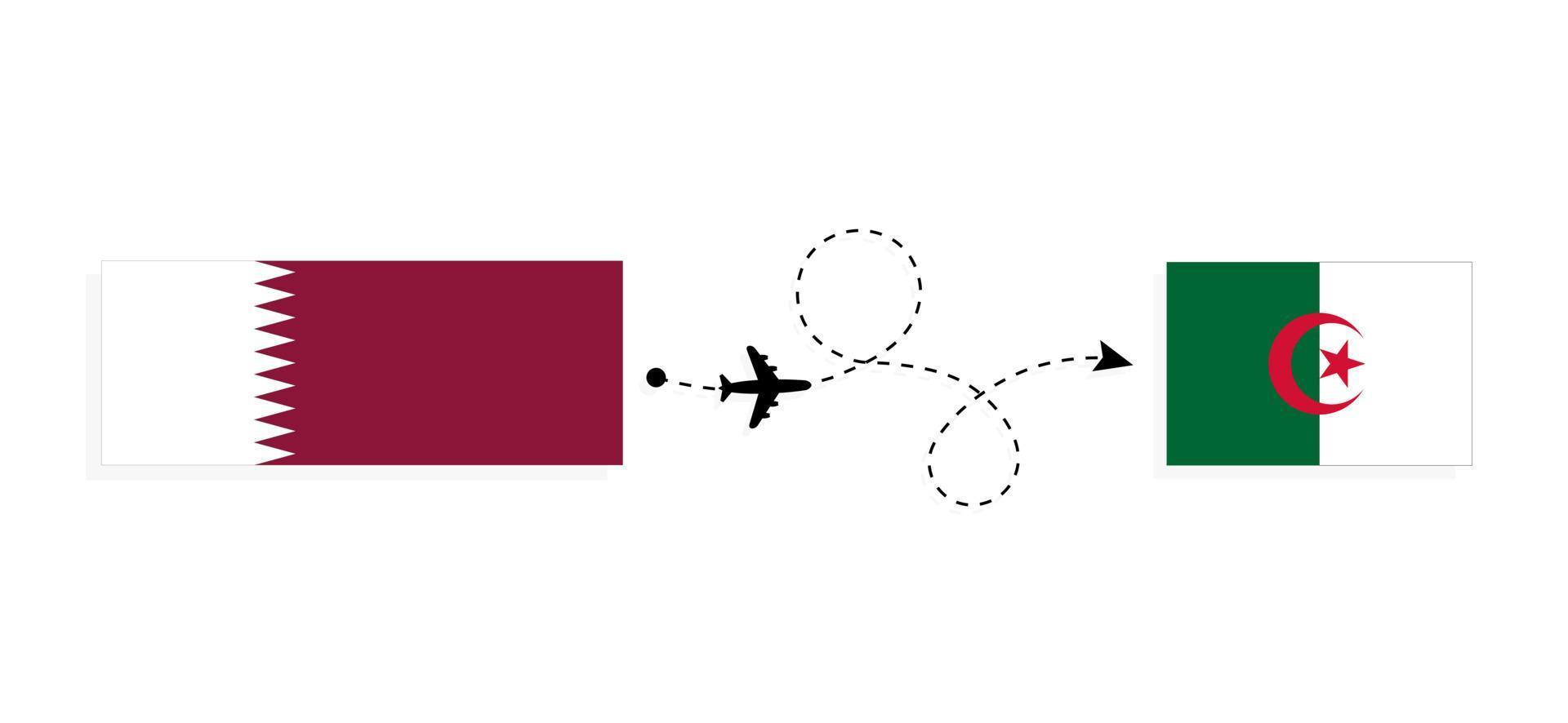 vol et voyage du qatar à l'algérie par concept de voyage en avion de passagers vecteur