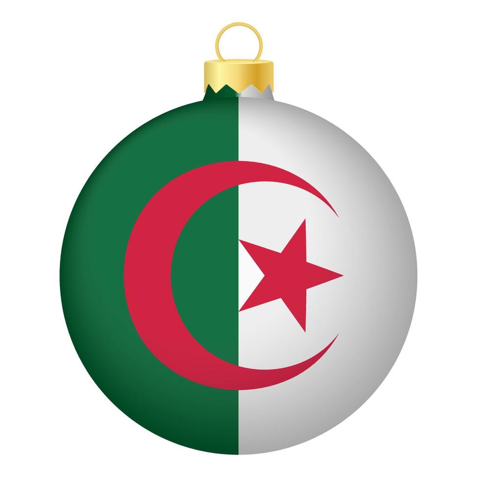 boule de sapin de noël avec le drapeau de l'algérie. icône pour les vacances de Noël vecteur