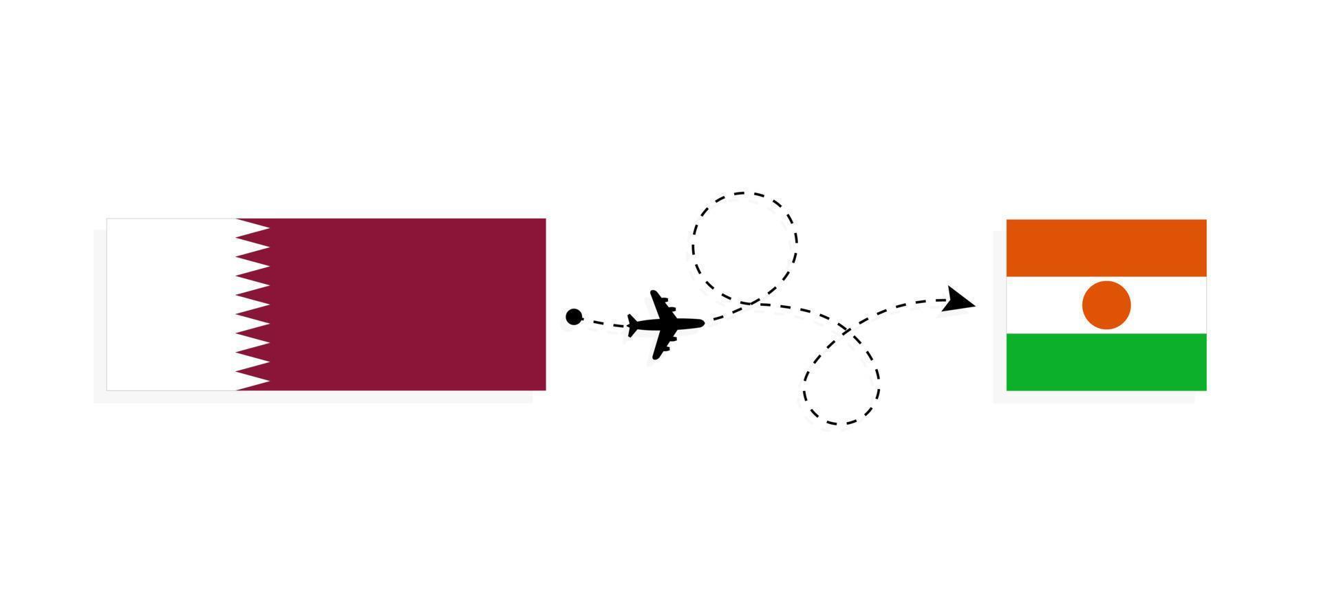 vol et voyage du qatar au niger par concept de voyage en avion de passagers vecteur