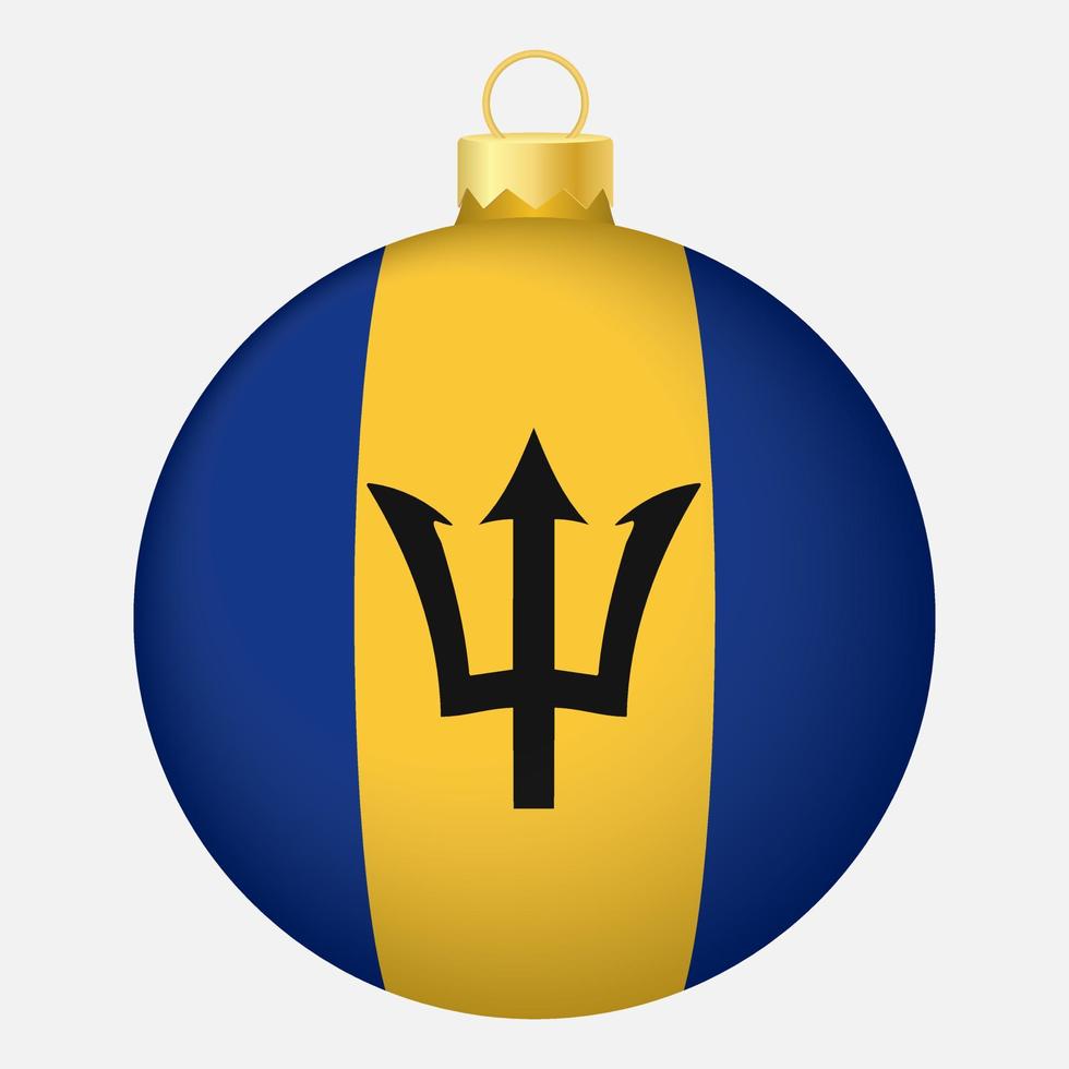 boule de sapin de noël avec le drapeau de la barbade. icône pour les vacances de Noël vecteur