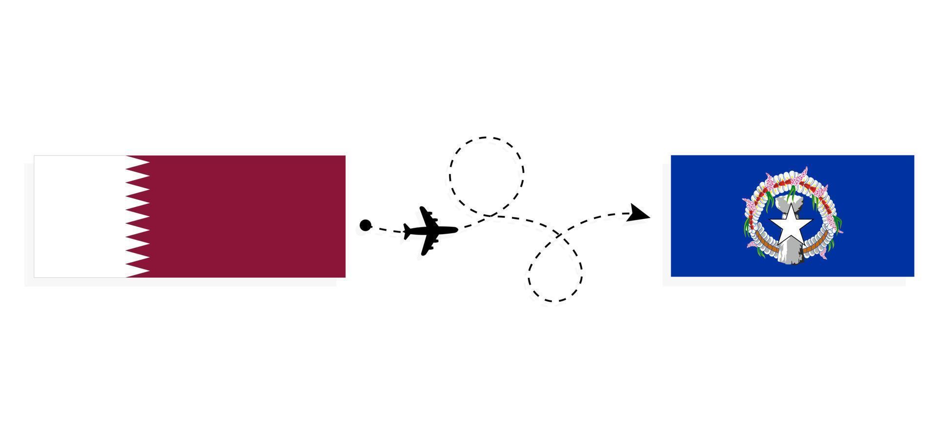 vol et voyage du qatar aux îles mariannes du nord par concept de voyage en avion de passagers vecteur