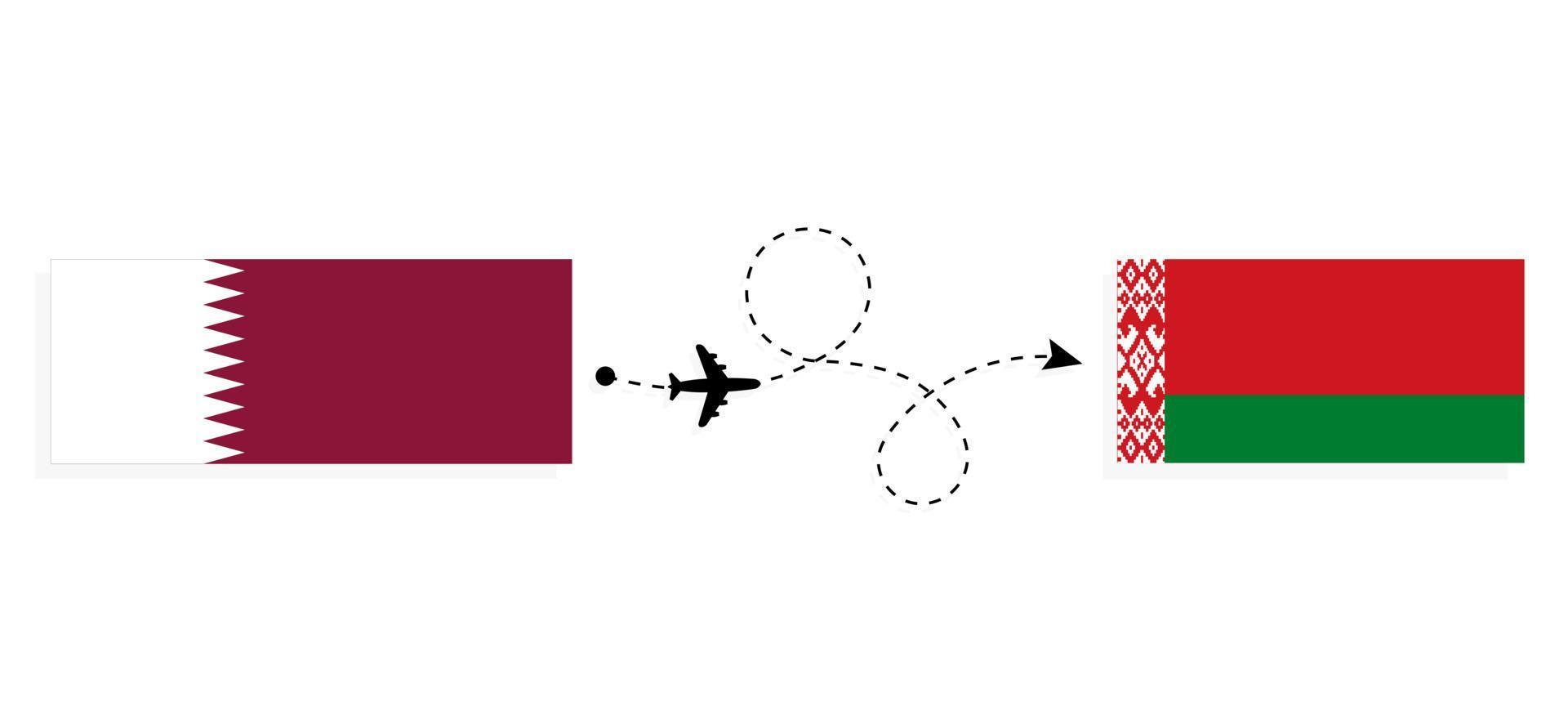 vol et voyage du qatar à la biélorussie par concept de voyage en avion de passagers vecteur