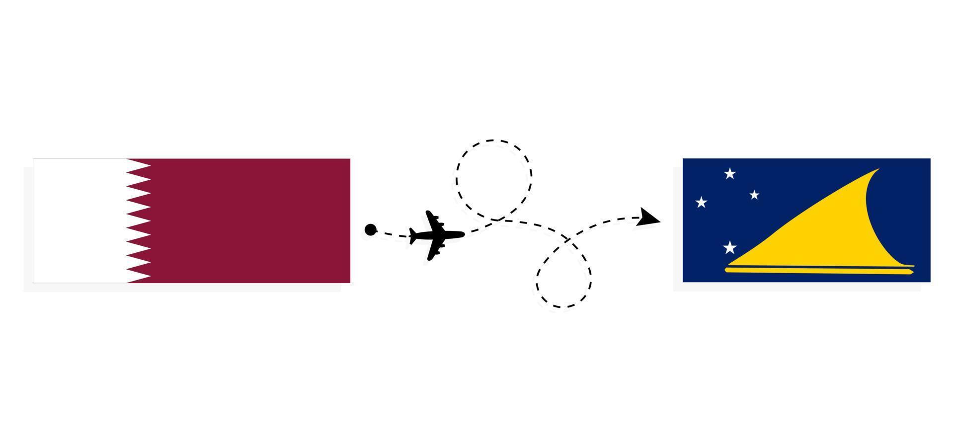 vol et voyage du qatar à tokelau par concept de voyage en avion de passagers vecteur