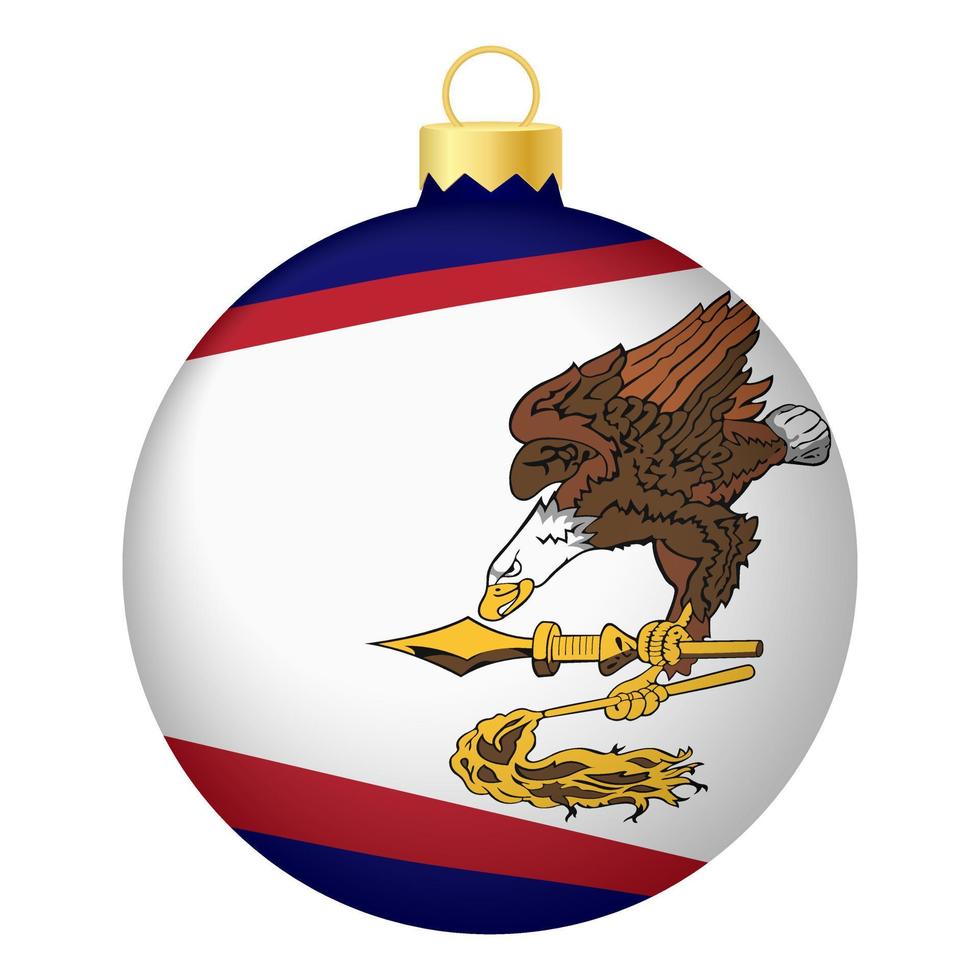 boule de sapin de noël avec le drapeau des samoa américaines. icône pour les vacances de Noël vecteur