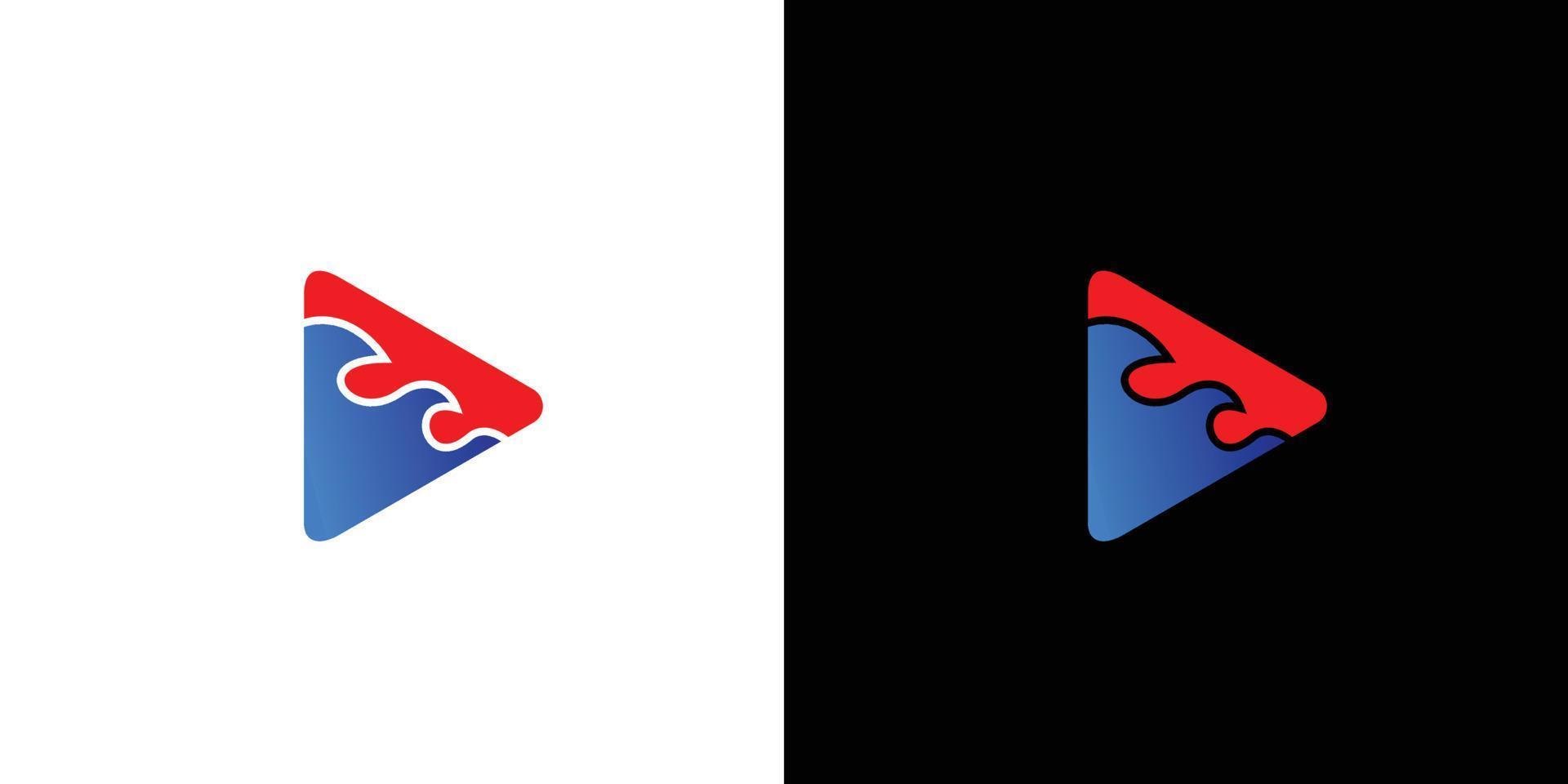 conception unique et moderne de logo de combinaison de symboles de jeu et de vague vecteur