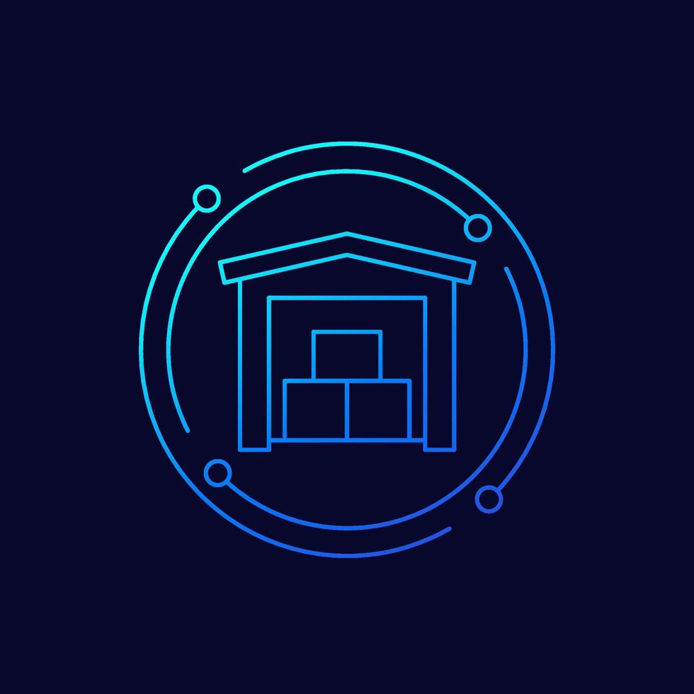 icône de stockage, conception linéaire d'entrepôt vecteur