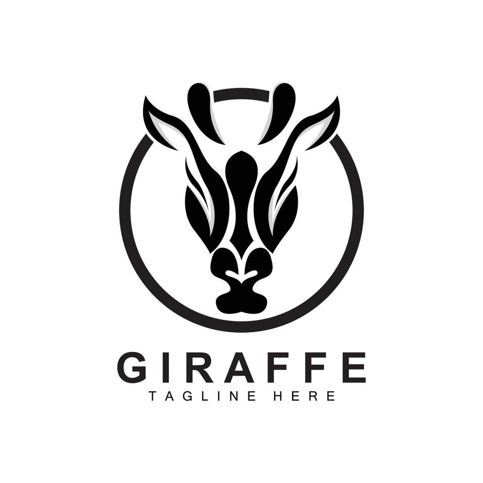 création de logo de girafe, silhouette vectorielle de tête de girafe, animal à col haut, zoo, illustration de tatouage, marque de produit vecteur