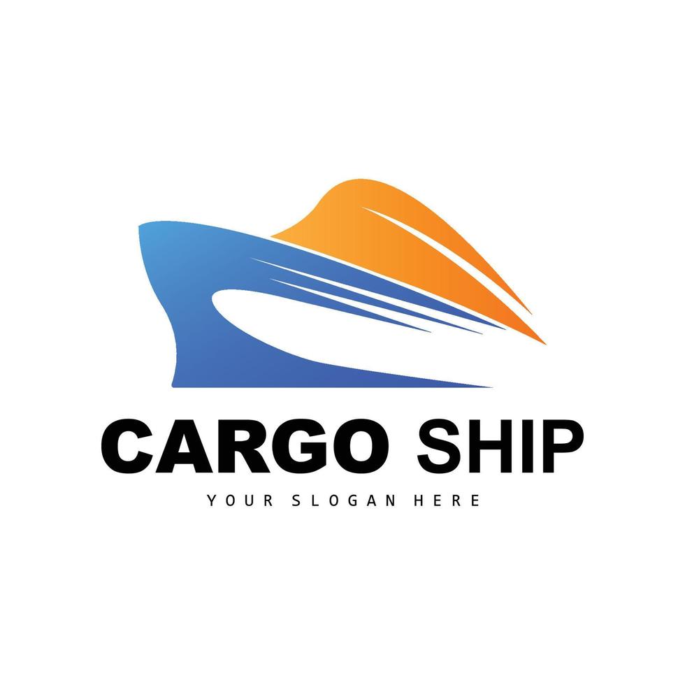 logo de navire cargo, vecteur de navire cargo rapide, voilier, conception pour entreprise de fabrication de navires, navigation fluviale, véhicules marins, transport, logistique