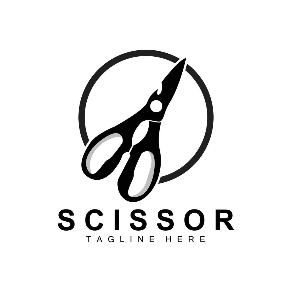 création de logo de ciseaux, vecteur de rasoir de salon de coiffure, illustration de marque de ciseaux de babershop