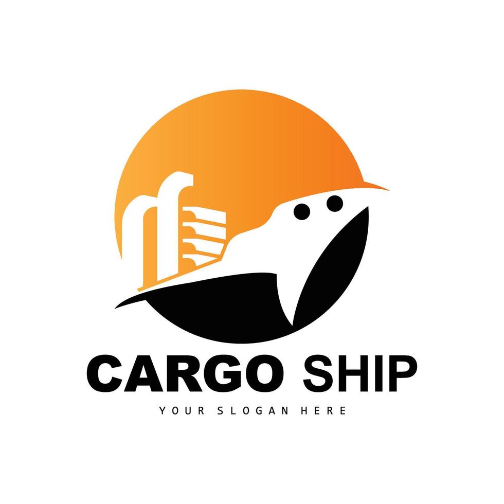 logo de navire cargo, vecteur de navire cargo rapide, voilier, conception pour entreprise de fabrication de navires, navigation fluviale, véhicules marins, transport, logistique