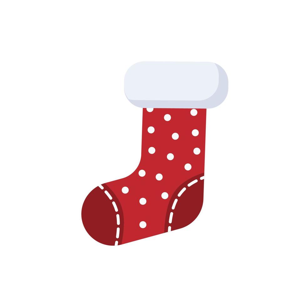 les chaussettes de Noël. autocollants, clipart pour Noël. chaussettes rouges et vertes avec flocons de neige, bonhomme de neige, sapin de noël. suspendus bas isolés sur fond blanc. illustration vectorielle. cadeaux de vacances vecteur