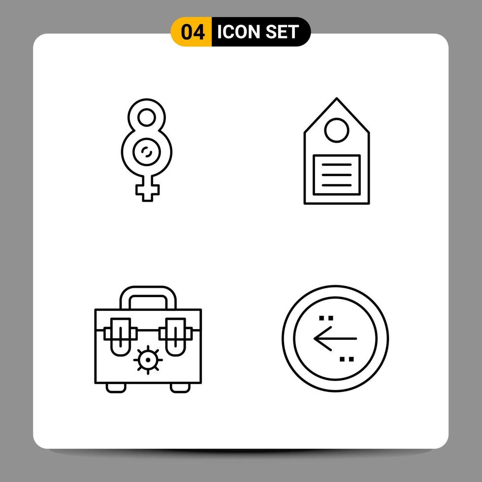 4 symboles de contour du pack d'icônes noires signes pour des conceptions réactives sur fond blanc 4 icônes définies vecteur