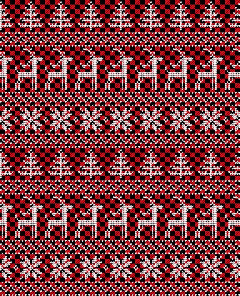 motif tricoté de noël et du nouvel an au plaid de buffle. conception de pull en tricot de laine. papier peint papier d'emballage impression textile. vecteur