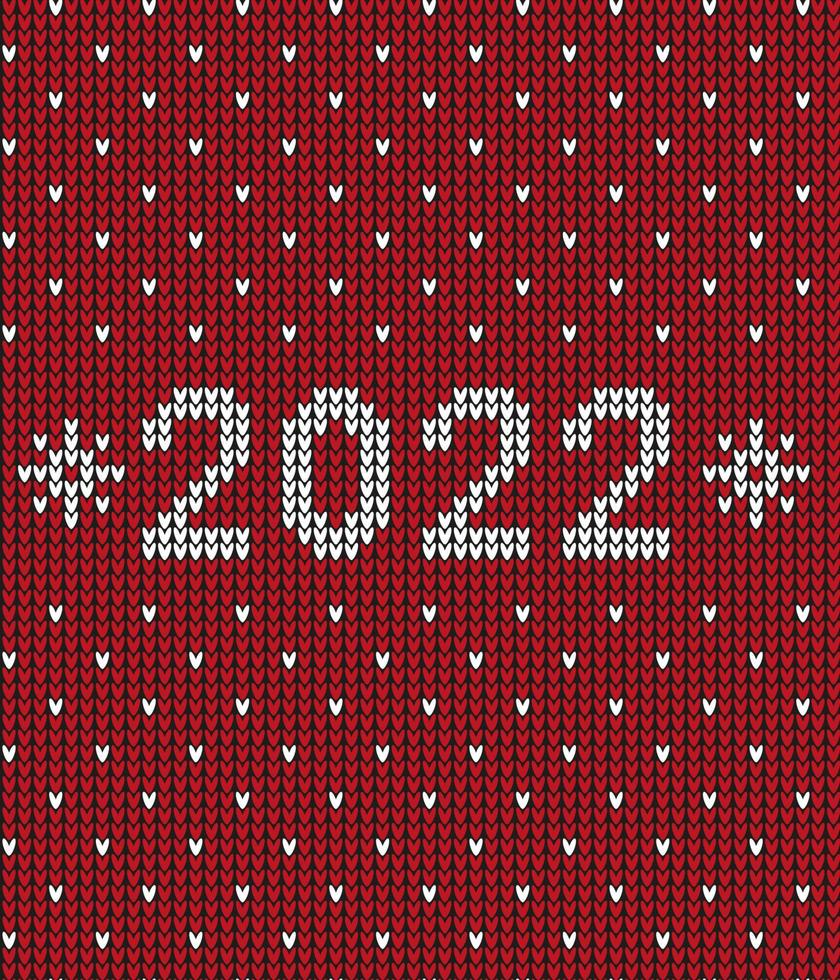 modèle tricoté sans couture du nouvel an avec le numéro 2022. conception de pull à tricoter. texture tricotée en laine. illustration vectorielle vecteur