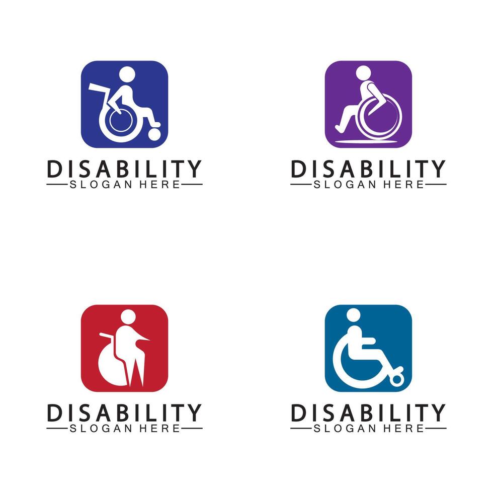 logo de soutien aux personnes handicapées passionnées. illustration du logo du fauteuil roulant. vecteur