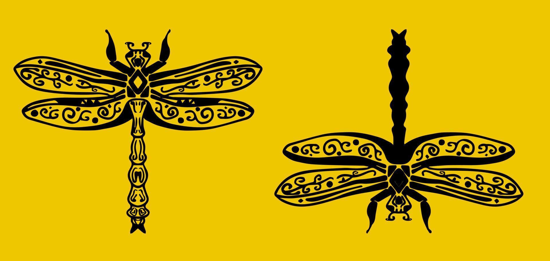 libellule de graphiques d'insectes vectoriels. conception minimale de modèle de logo dessiné à la main. vecteur