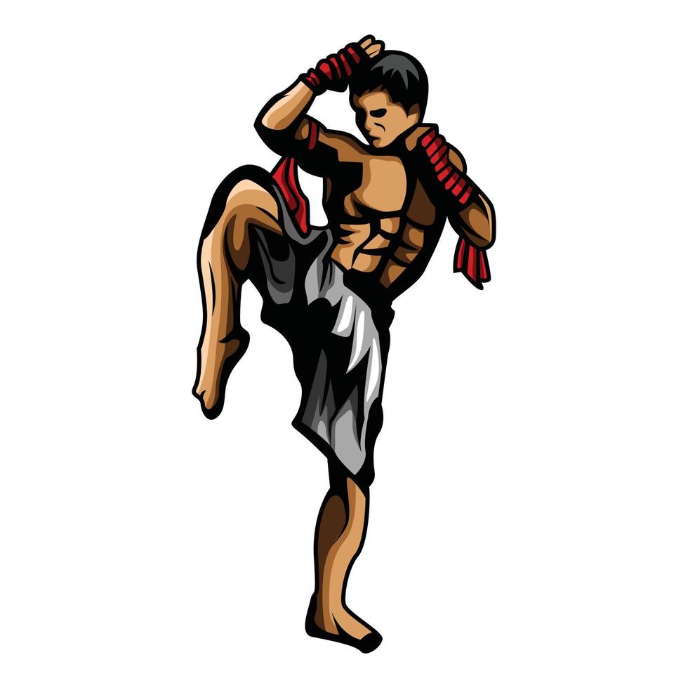 illustration vectorielle de kick boxeur vecteur