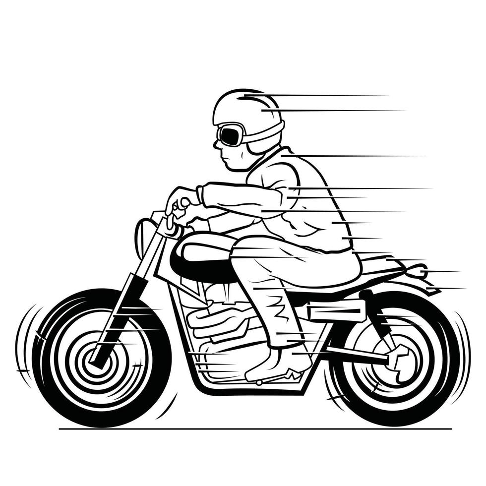 vieille moto illustration noir et blanc vecteur