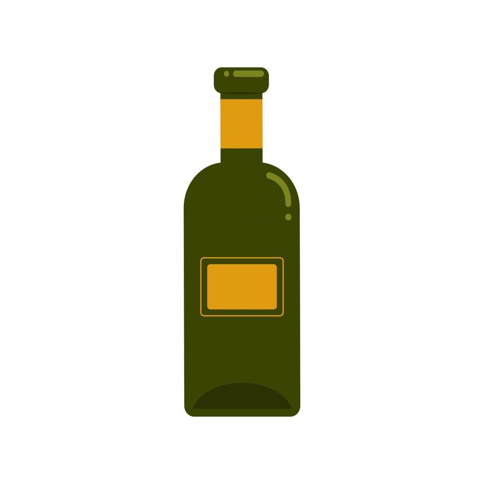 bouteille en verre pour le vin. illustration vectorielle dans un style plat. objet isolé sur fond blanc vecteur