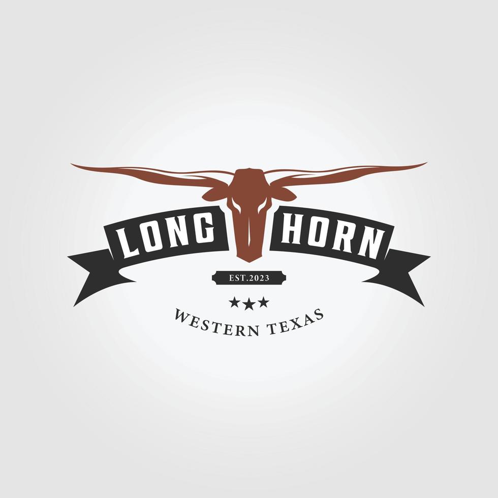 logo longhorn simple icône illustration de conception vectorielle de l'ouest du texas vecteur