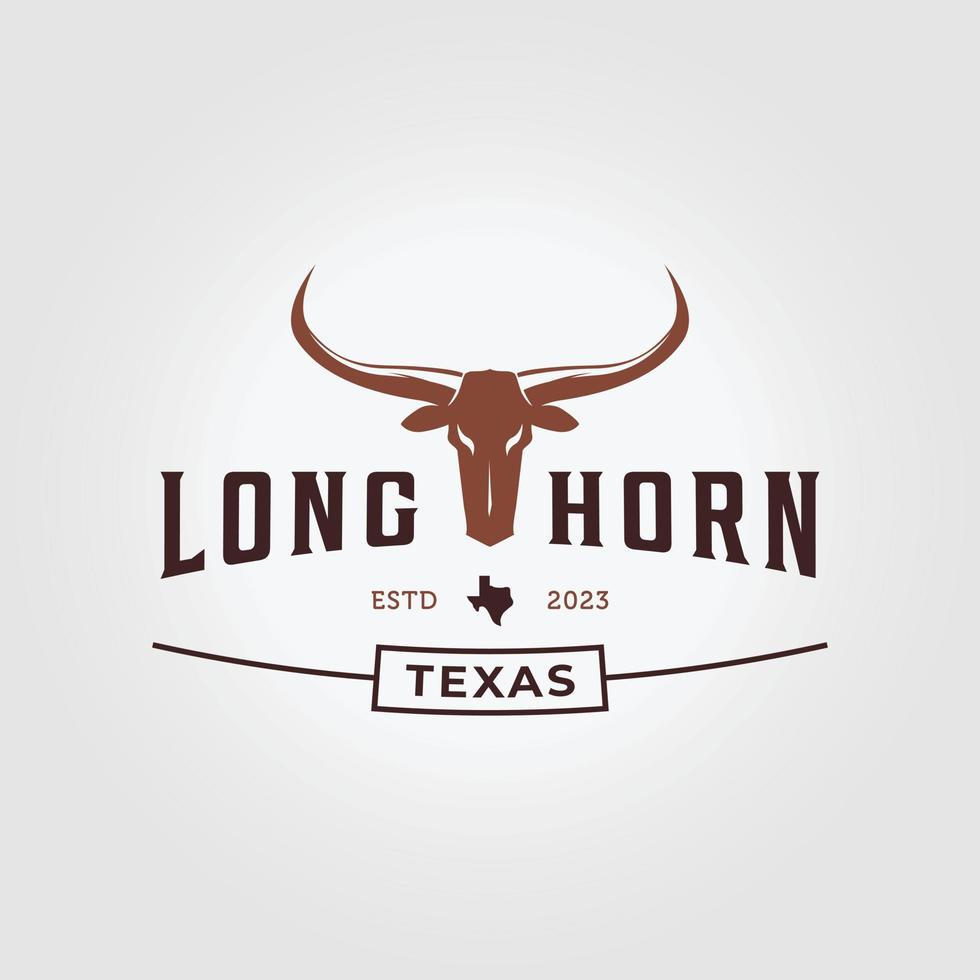 crâne longhorn western texas logo vecteur conception illustration icône