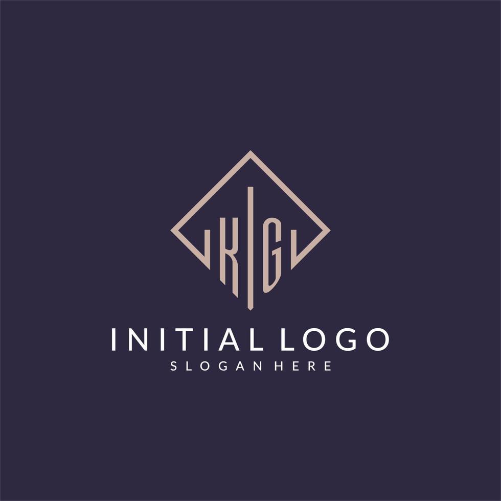 logo monogramme initial kg avec un design de style rectangle vecteur