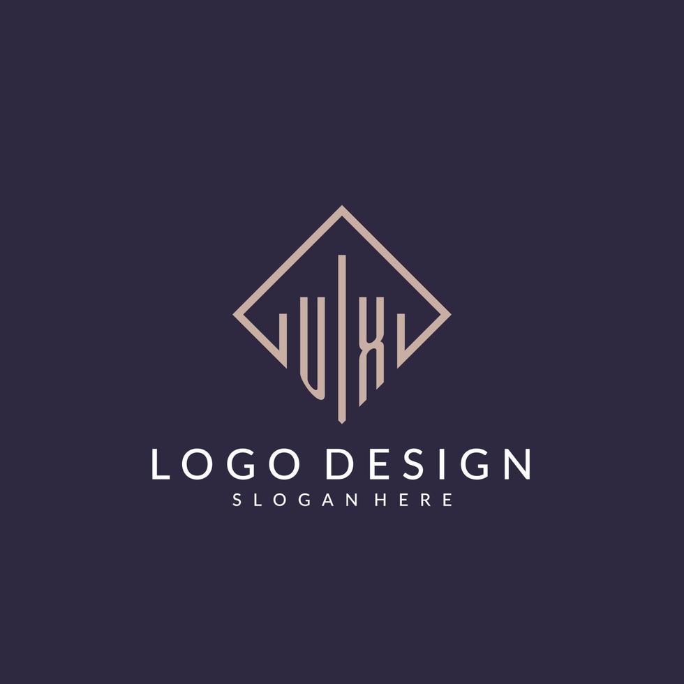logo monogramme initial ux avec un design de style rectangle vecteur