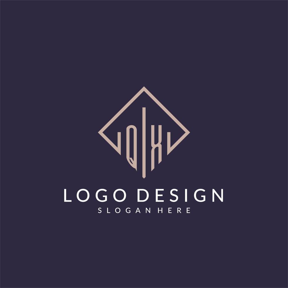 logo monogramme initial qx avec un design de style rectangle vecteur