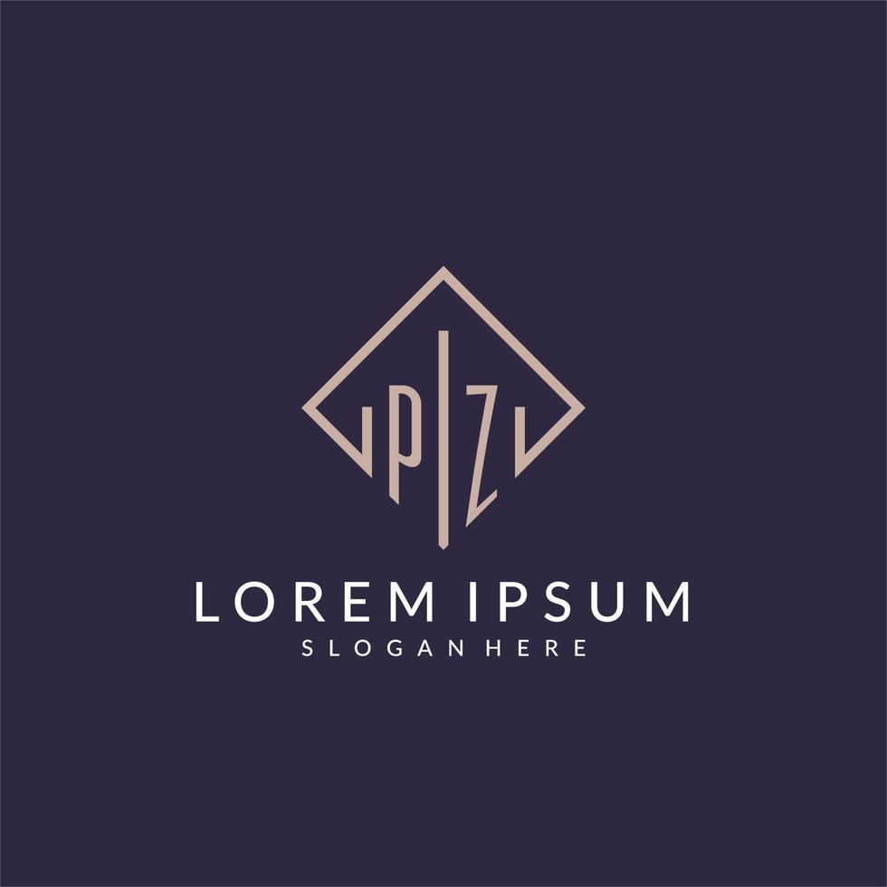 logo monogramme initial pz avec un design de style rectangle vecteur