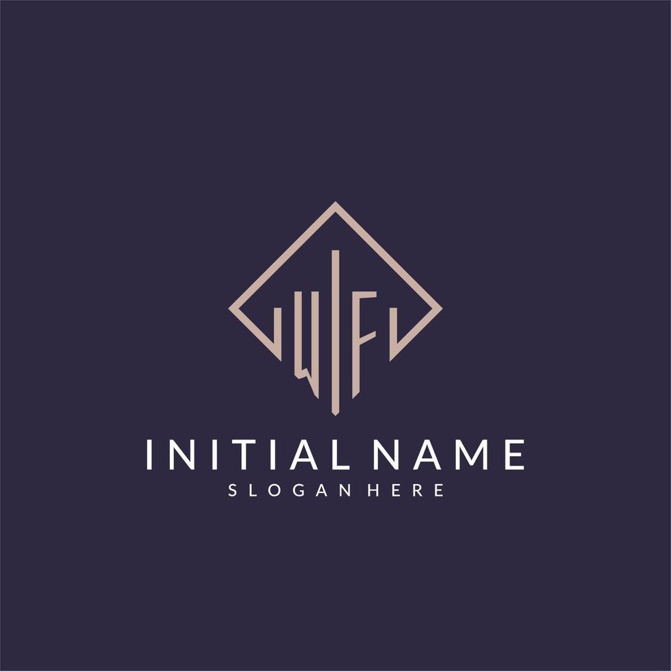 logo monogramme initial wf avec un design de style rectangle vecteur