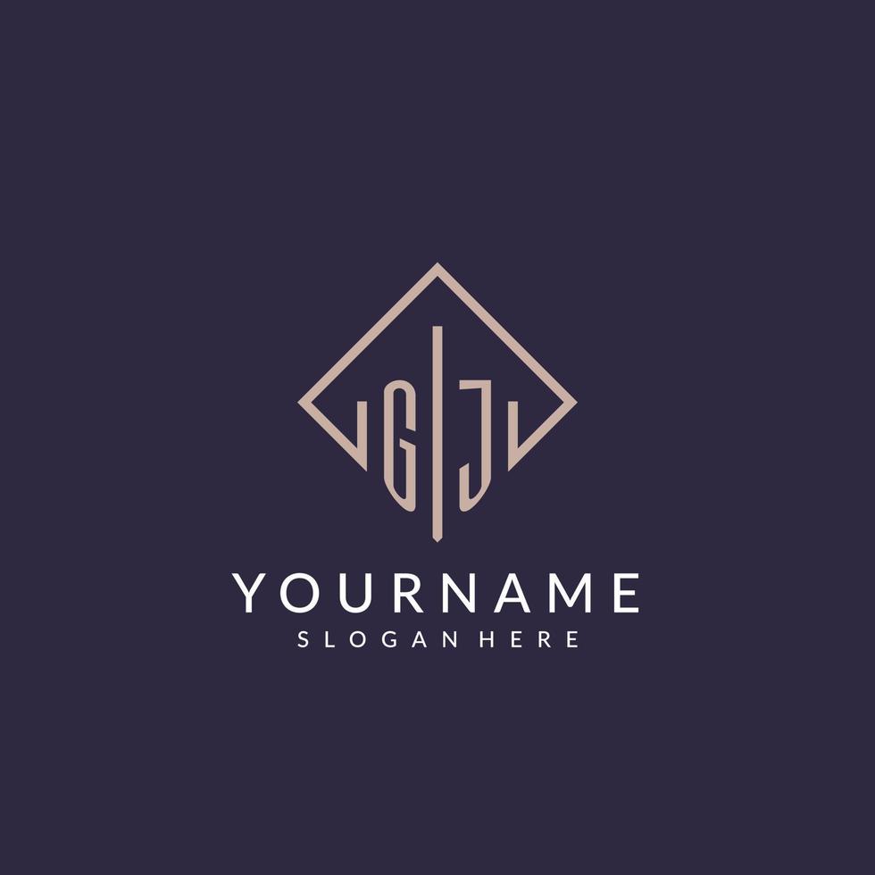 logo monogramme initial gj avec un design de style rectangle vecteur