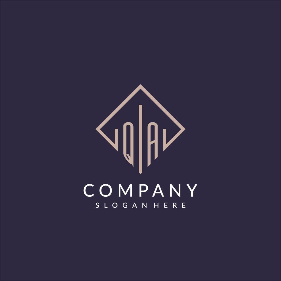 qa logo monogramme initial avec un design de style rectangle vecteur