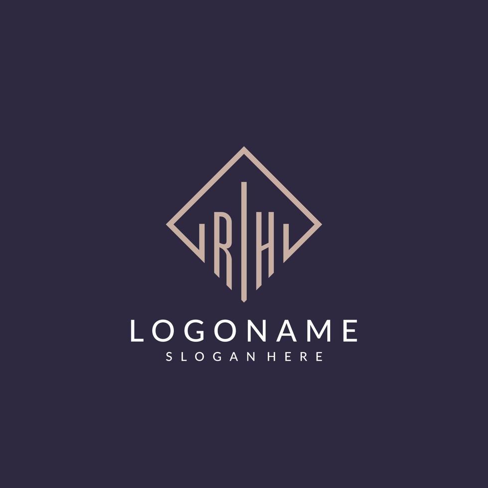 logo monogramme initial rh avec un design de style rectangle vecteur