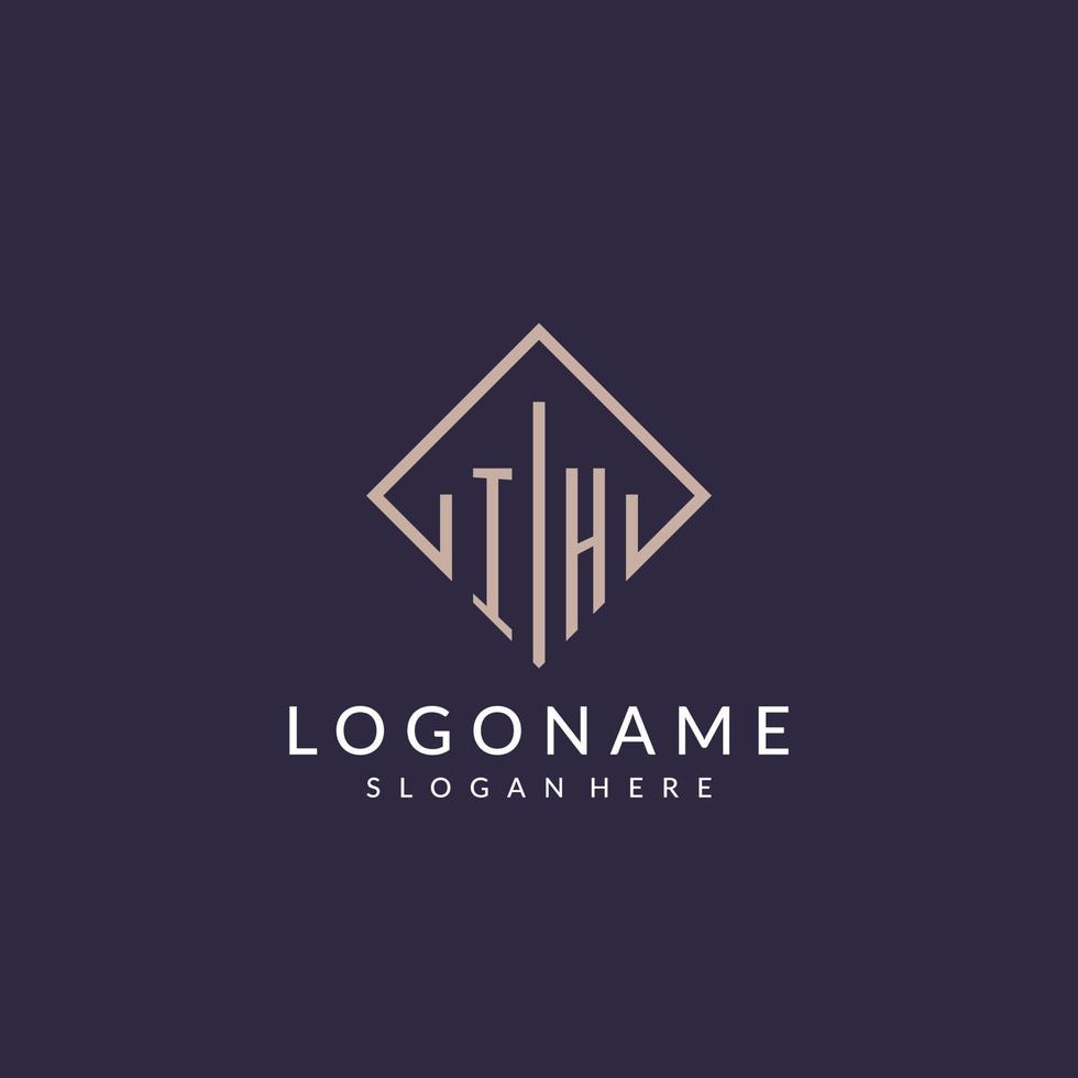 ih logo monogramme initial avec un design de style rectangle vecteur