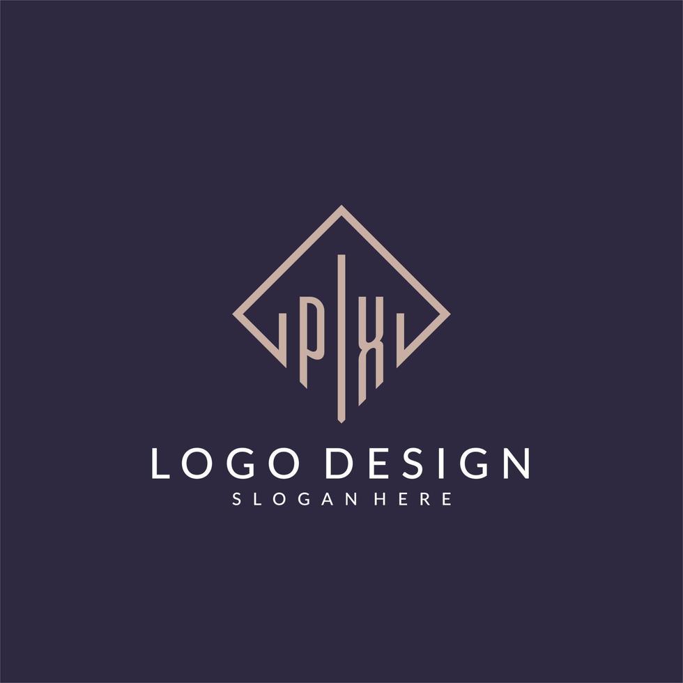 logo monogramme initial px avec un design de style rectangle vecteur