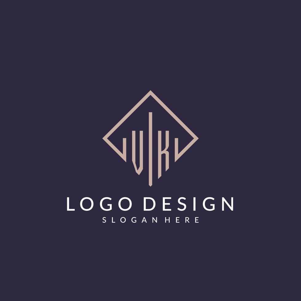 logo monogramme initial vk avec un design de style rectangle vecteur