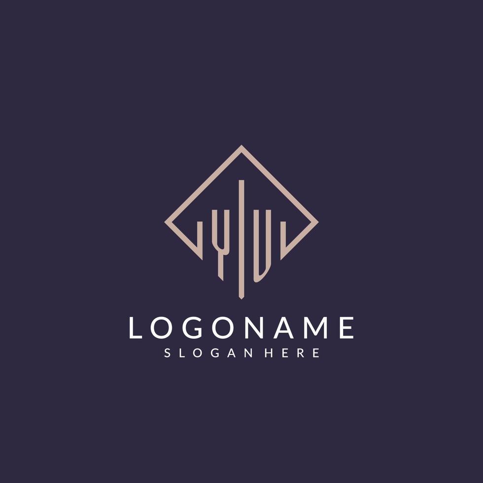 logo monogramme initial yu avec un design de style rectangle vecteur