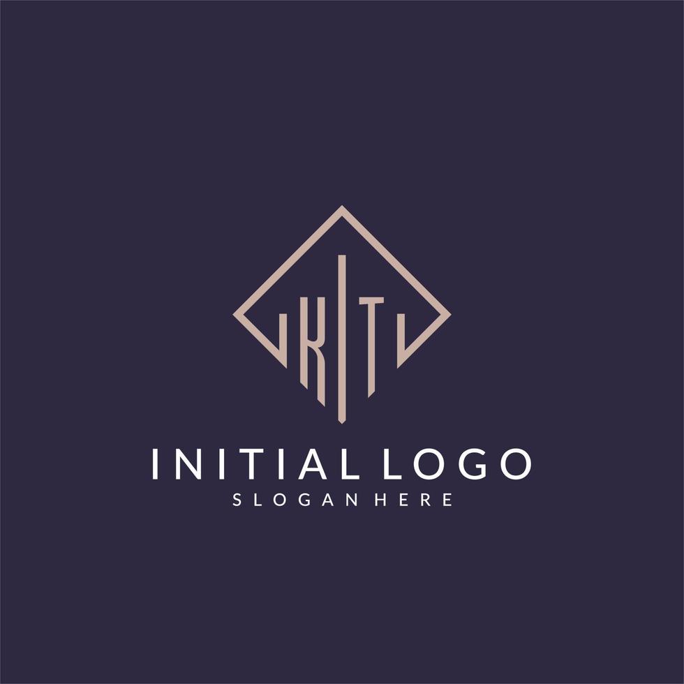 logo monogramme initial kt avec un design de style rectangle vecteur