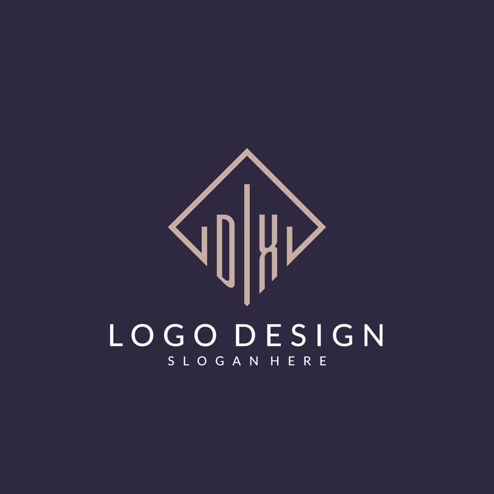 logo monogramme initial dx avec un design de style rectangle vecteur