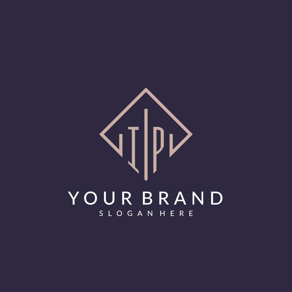 logo monogramme initial ip avec un design de style rectangle vecteur