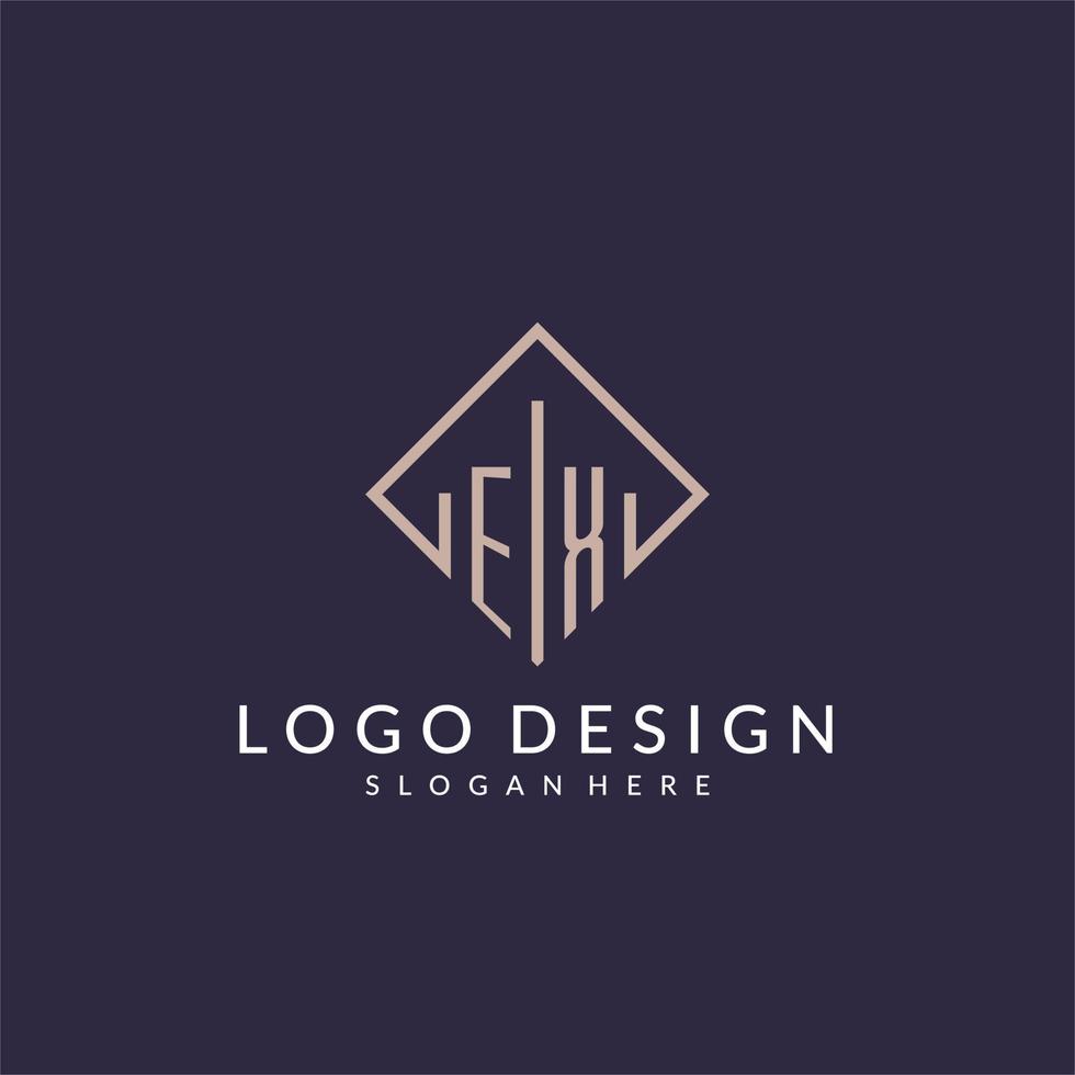 ex logo monogramme initial avec un design de style rectangle vecteur