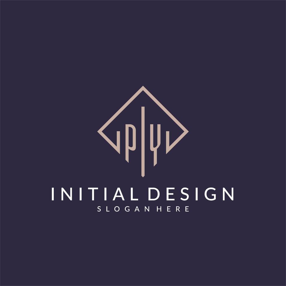 logo monogramme initial py avec un design de style rectangle vecteur