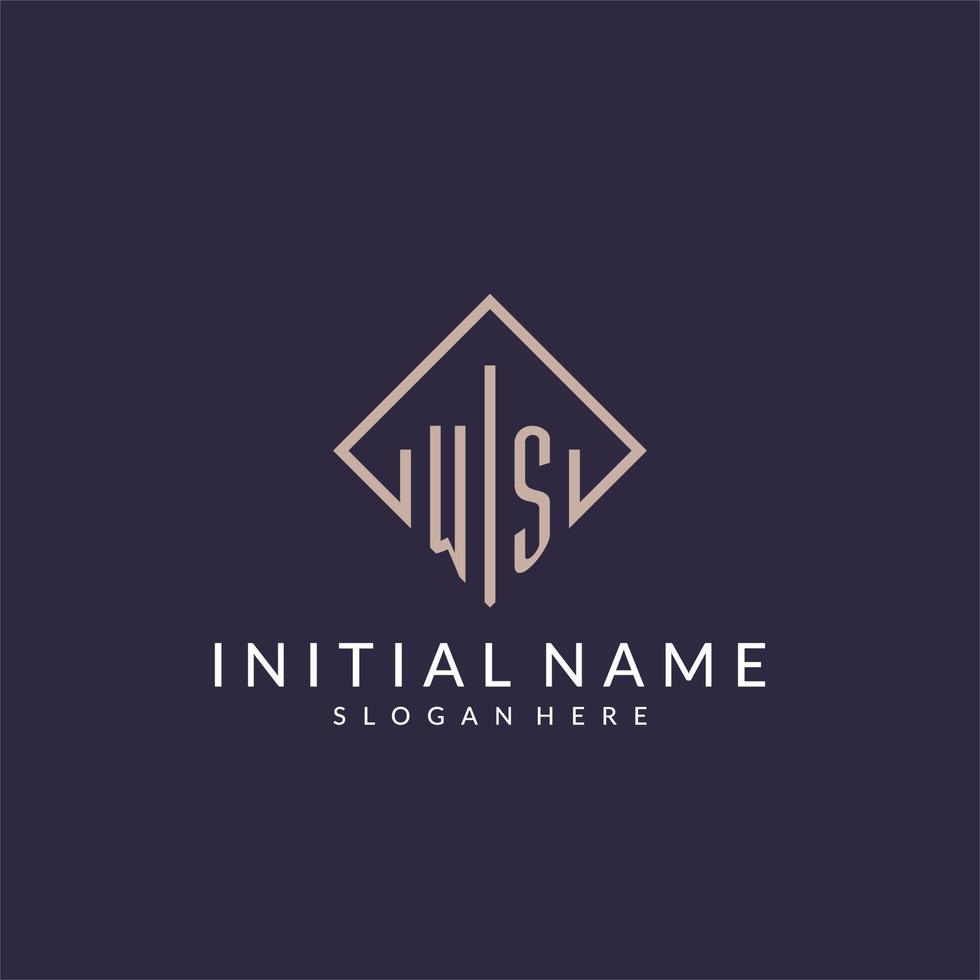 ws logo monogramme initial avec un design de style rectangle vecteur